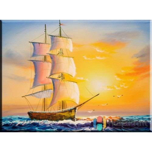 Парусник картина, , 168.00 грн., MOO777052, , Морской пейзаж картины